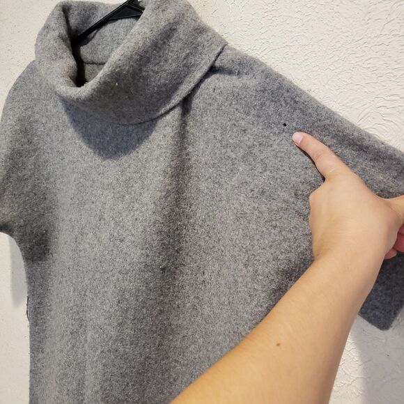 Theory Med Oversize Wool Hombre Gray Black Dress Turtleneck Adelina Nottingham - Picture 8 of 13